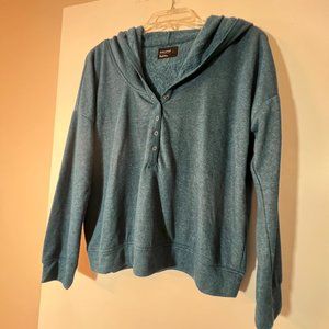 Hoodie-Free Press.  Small.  Dark teal.